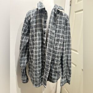 Men's Casual Gray Plaid Button Down Shirt